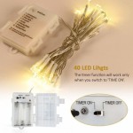 [Remote & Timer] 40 LED Lampu Fairy Outdoor - 8 Mode Lampu String Bertenaga Baterai (120 Jam Penerangan, Tahan Air IP65, Putih Hangat)